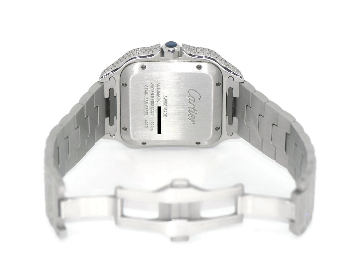 Cartier Santos Large Diamond Stainless Steel Watch WSSA0018