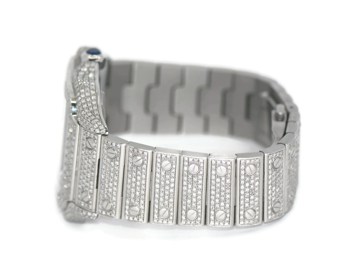 Cartier Santos Large Diamond Stainless Steel Watch WSSA0018