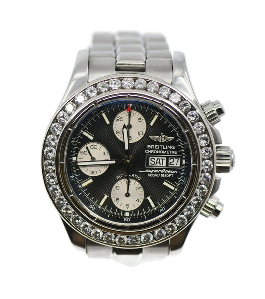 Breitling Superocean Diamond Chronograph Stainless Steel Watch A13340