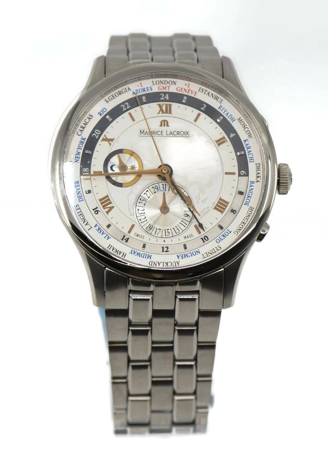 Maurice Lacroix Masterpiece Worldtimer Stainless Steel Watch MP6008