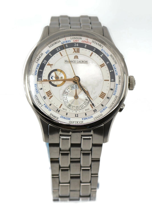 Maurice Lacroix Masterpiece Worldtimer Stainless Steel Watch MP6008