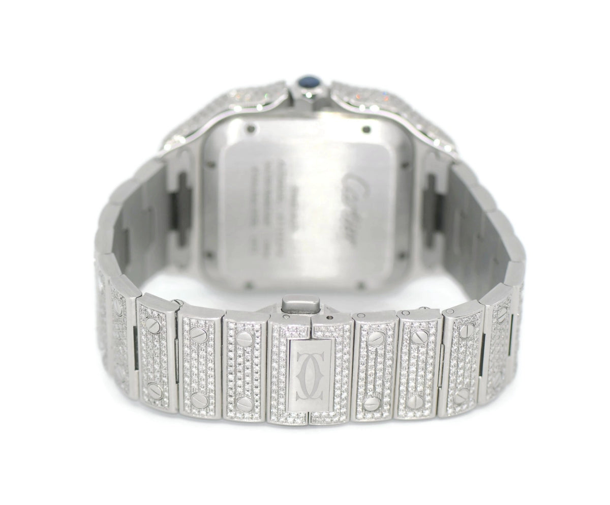 Cartier Santos Large Diamond Stainless Steel Watch WSSA0018