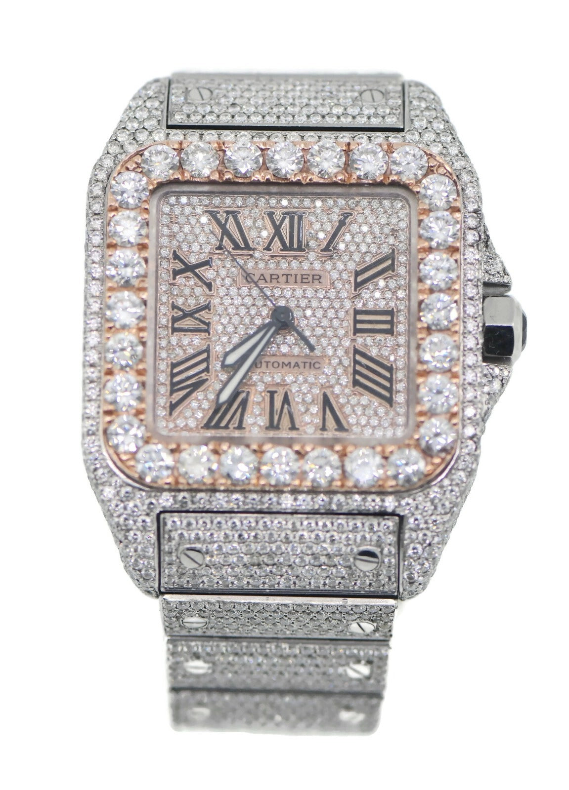 Cartier Santos Large Diamond Stainless Steel Watch W20073X8
