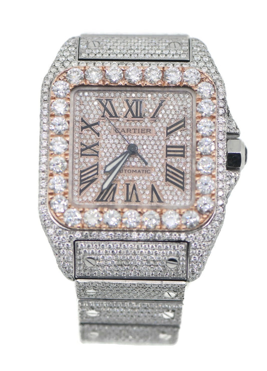 Cartier Santos Large Diamond Stainless Steel Watch W20073X8