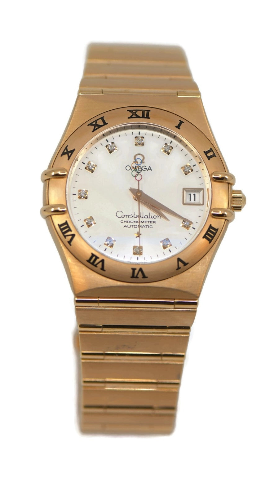 Omega Constellation Olympic Beijing 2008 Diamond 18K RG Watch 111.50.36.10.52.00