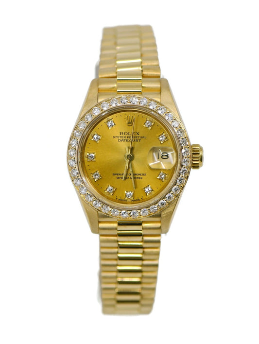 Rolex Datejust Diamond 18K Yellow Gold Watch 69178