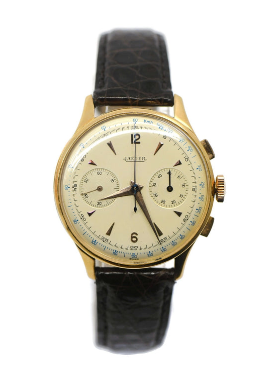 Jaeger Vintage Chronograph 18K Rose Gold Watch