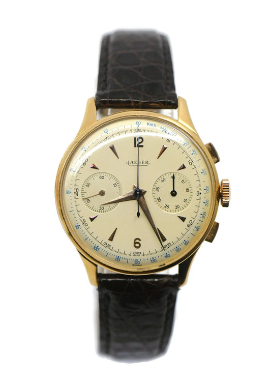 Jaeger Vintage Chronograph 18K Rose Gold Watch