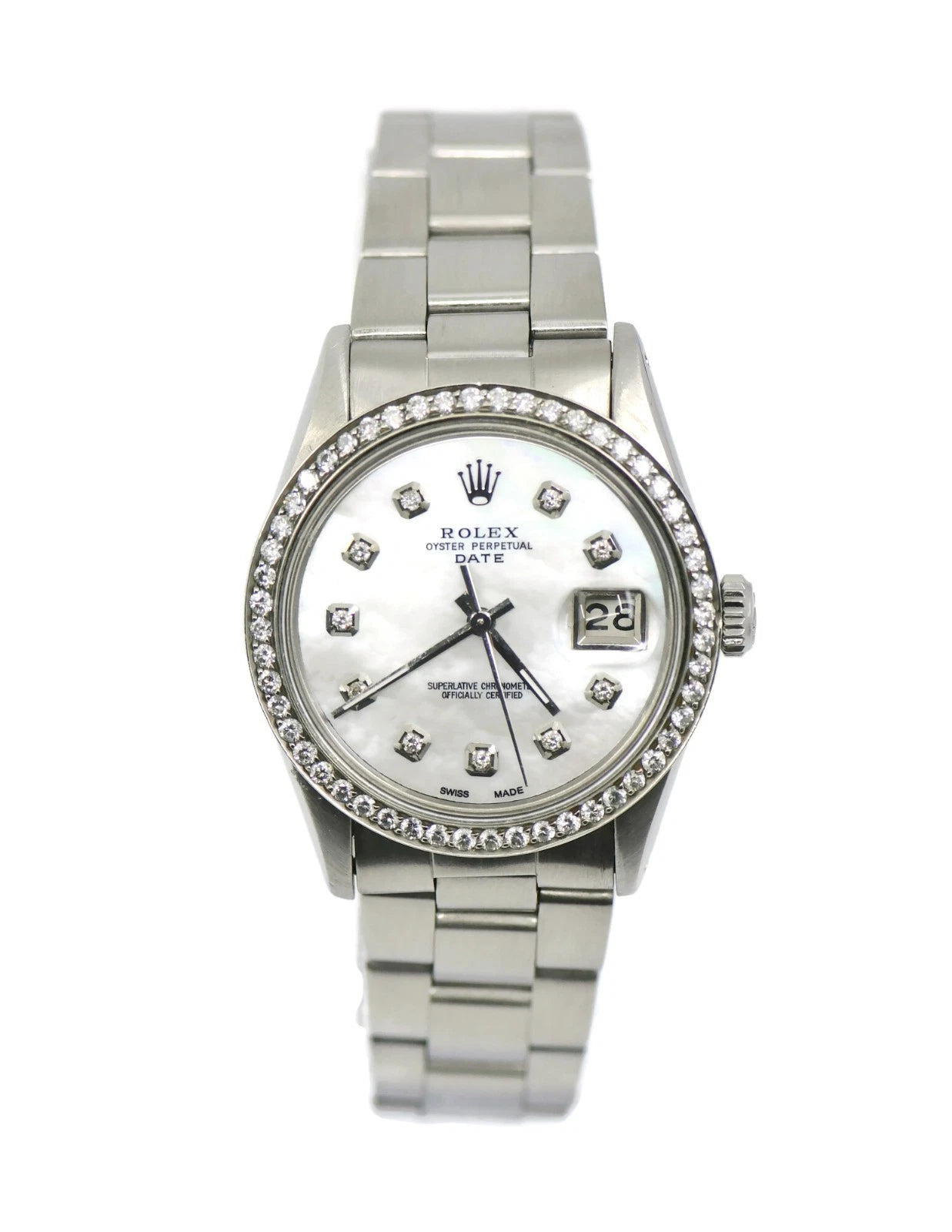 Rolex Oyster Perpetual Date Diamond Stainless Steel Watch 15000