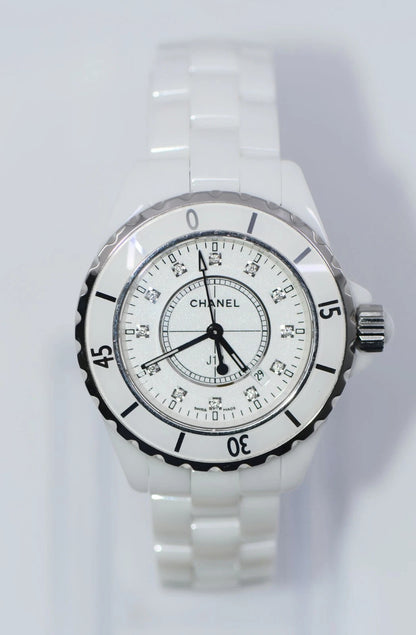 Chanel J12 Diamond White Ceramic Watch H1628