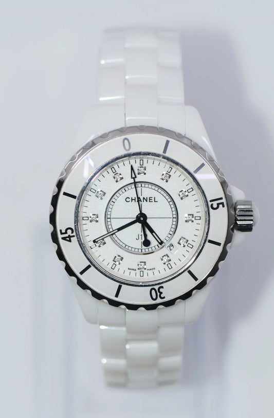 Chanel J12 Diamond White Ceramic Watch H1628