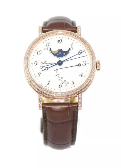 Breguet Classique Moonphase Diamond 18K Rose Gold Watch 8788