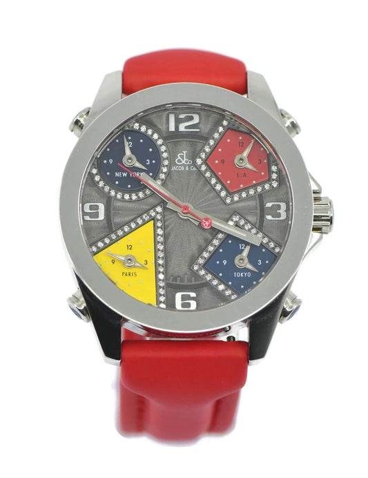 Jacob & Co Five Timezone Diamond Stainless Steel Watch JCM-58DA