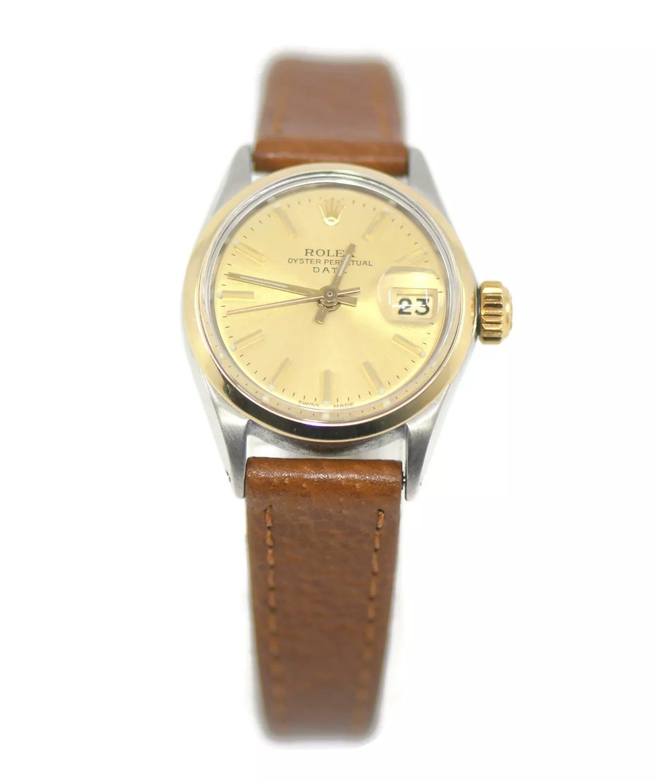 Rolex Oyster Perpetual Date Two Tone Stainless Steel Watch 6516