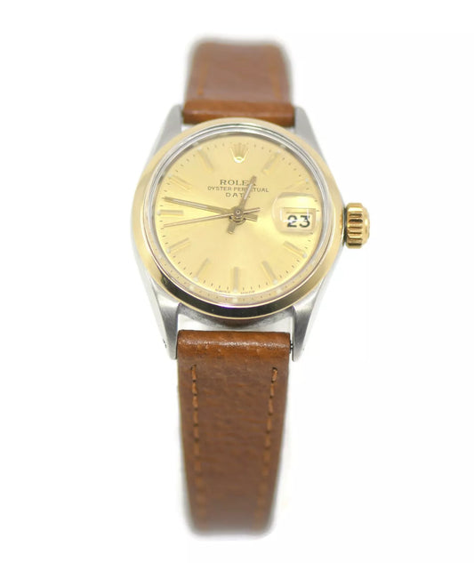 Rolex Oyster Perpetual Date Two Tone Stainless Steel Watch 6516