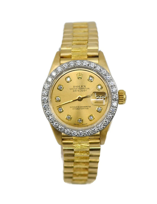 Rolex Datejust Bark Diamond 18K Yellow Gold Watch 6927