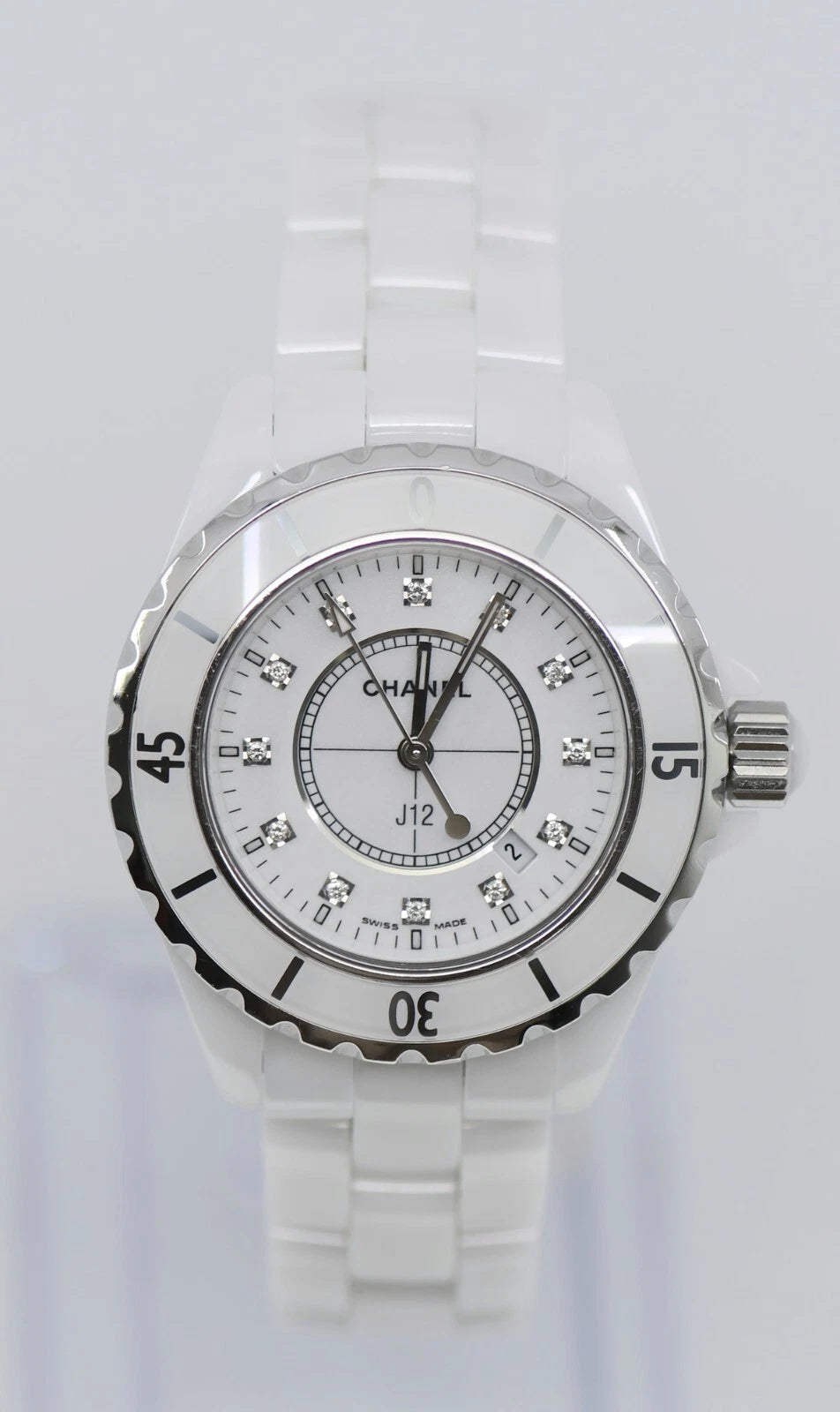 Chanel J12 Diamond White Ceramic Watch H1628