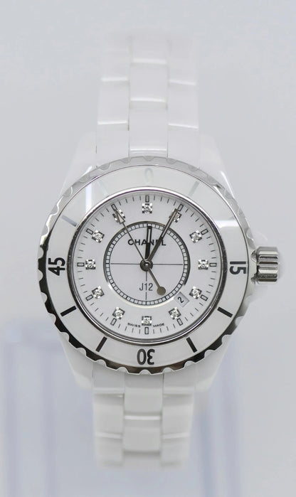 Chanel J12 Diamond White Ceramic Watch H1628