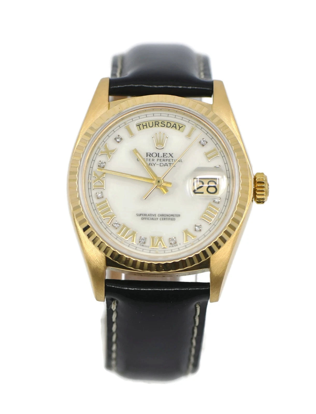 Rolex Day Date Diamond 18K Yellow Gold Watch 18078
