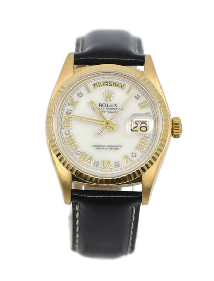 Rolex Day Date Diamond 18K Yellow Gold Watch 18078
