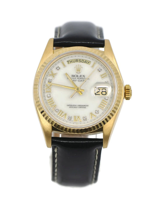 Rolex Day Date Diamond 18K Yellow Gold Watch 18078