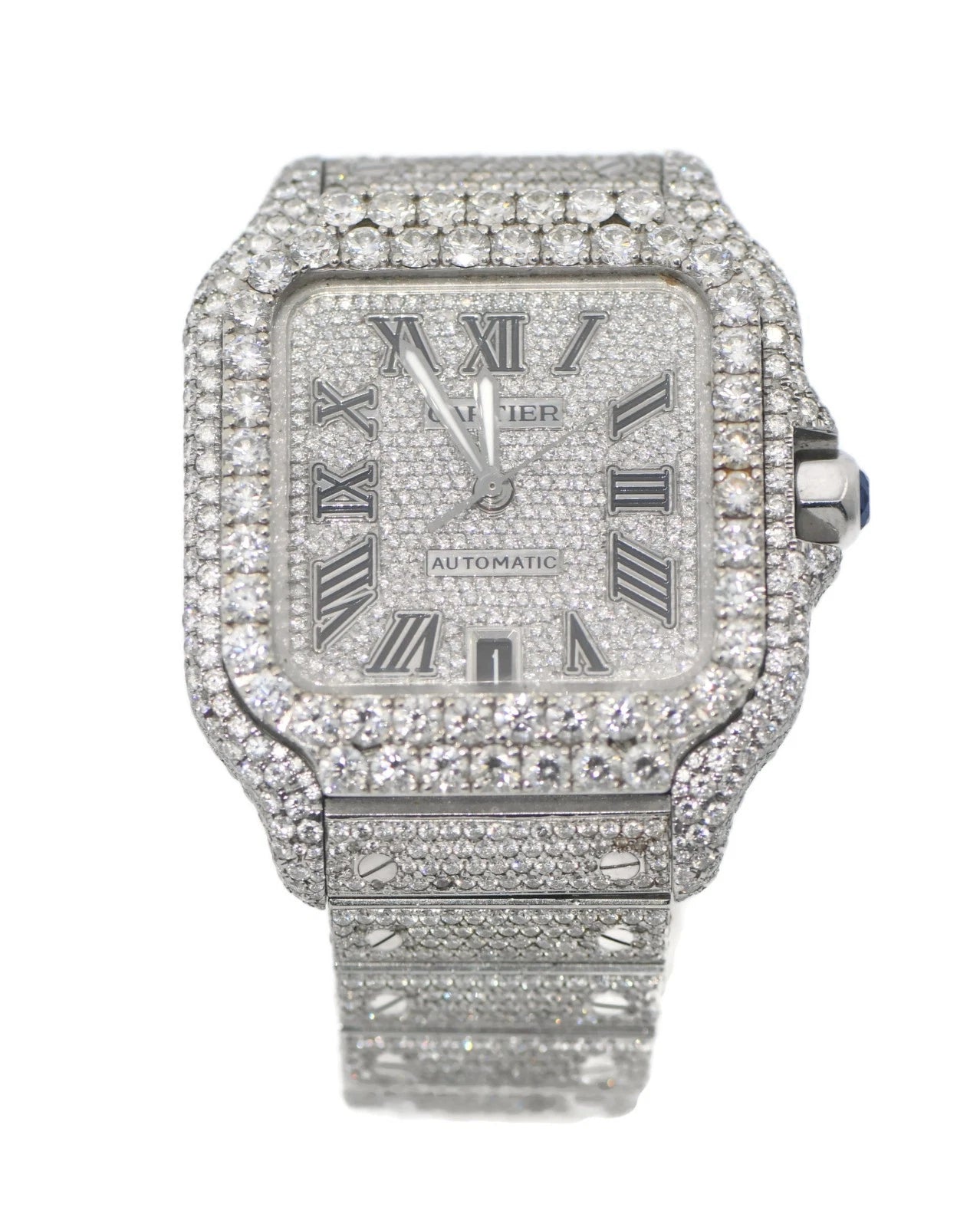 Cartier Santos Large Diamond Stainless Steel Watch WSSA0030