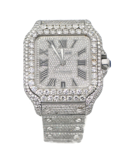 Cartier Santos Large Diamond Stainless Steel Watch WSSA0030