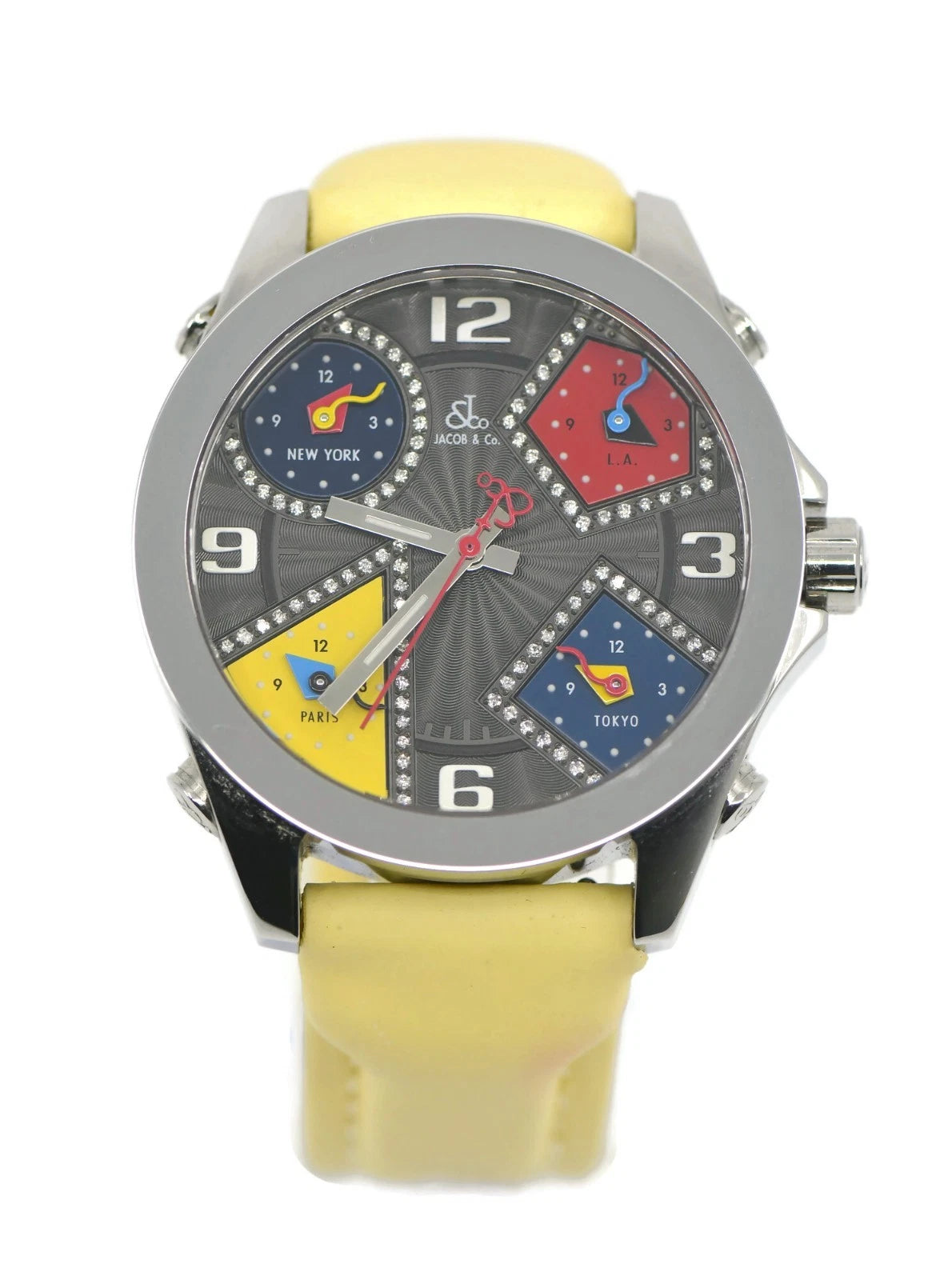 Jacob & Co Five Timezone Diamond Stainless Steel Watch JCM-58DA
