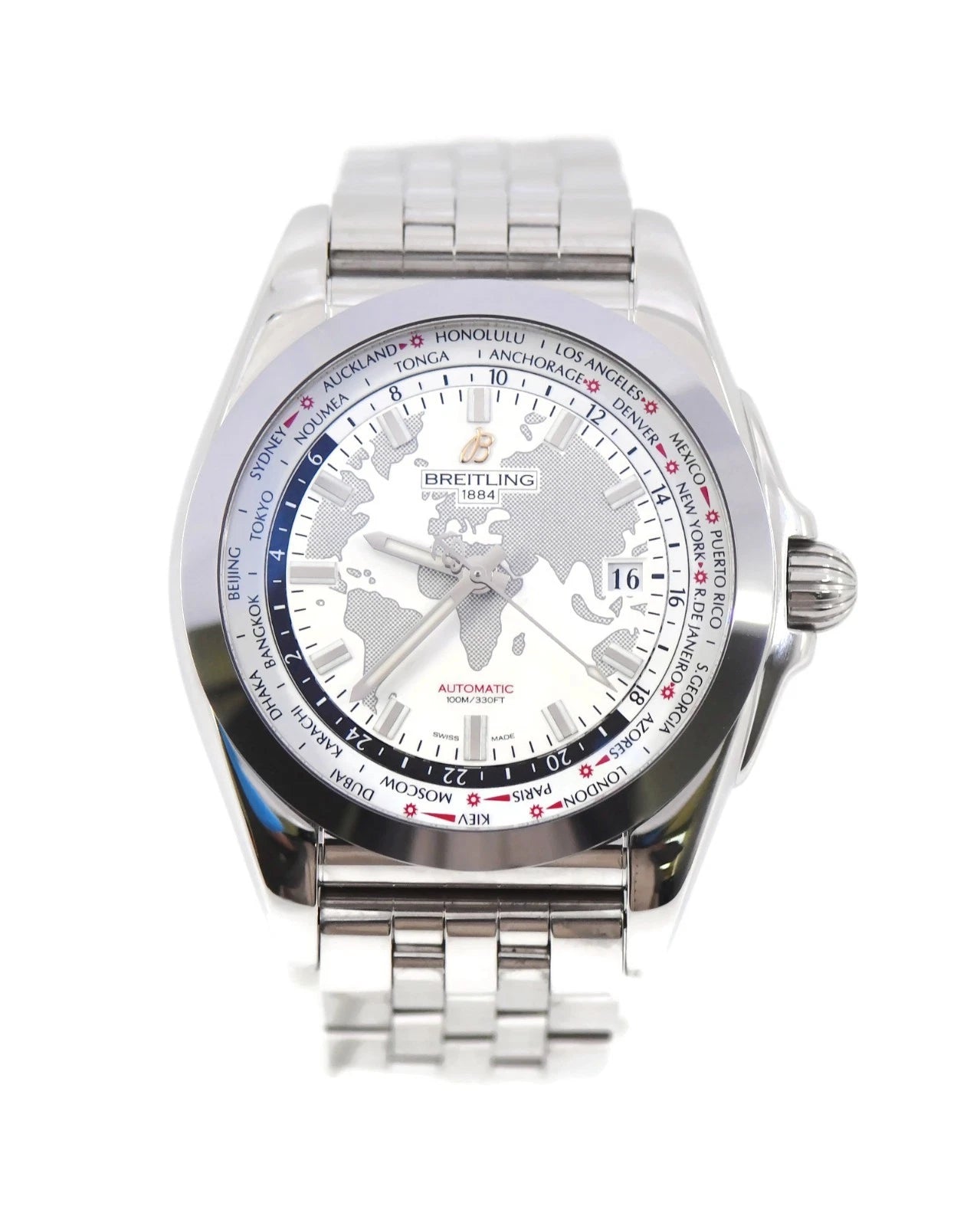 Breitling Galactic Unitime Stainless Steel Watch WB3510