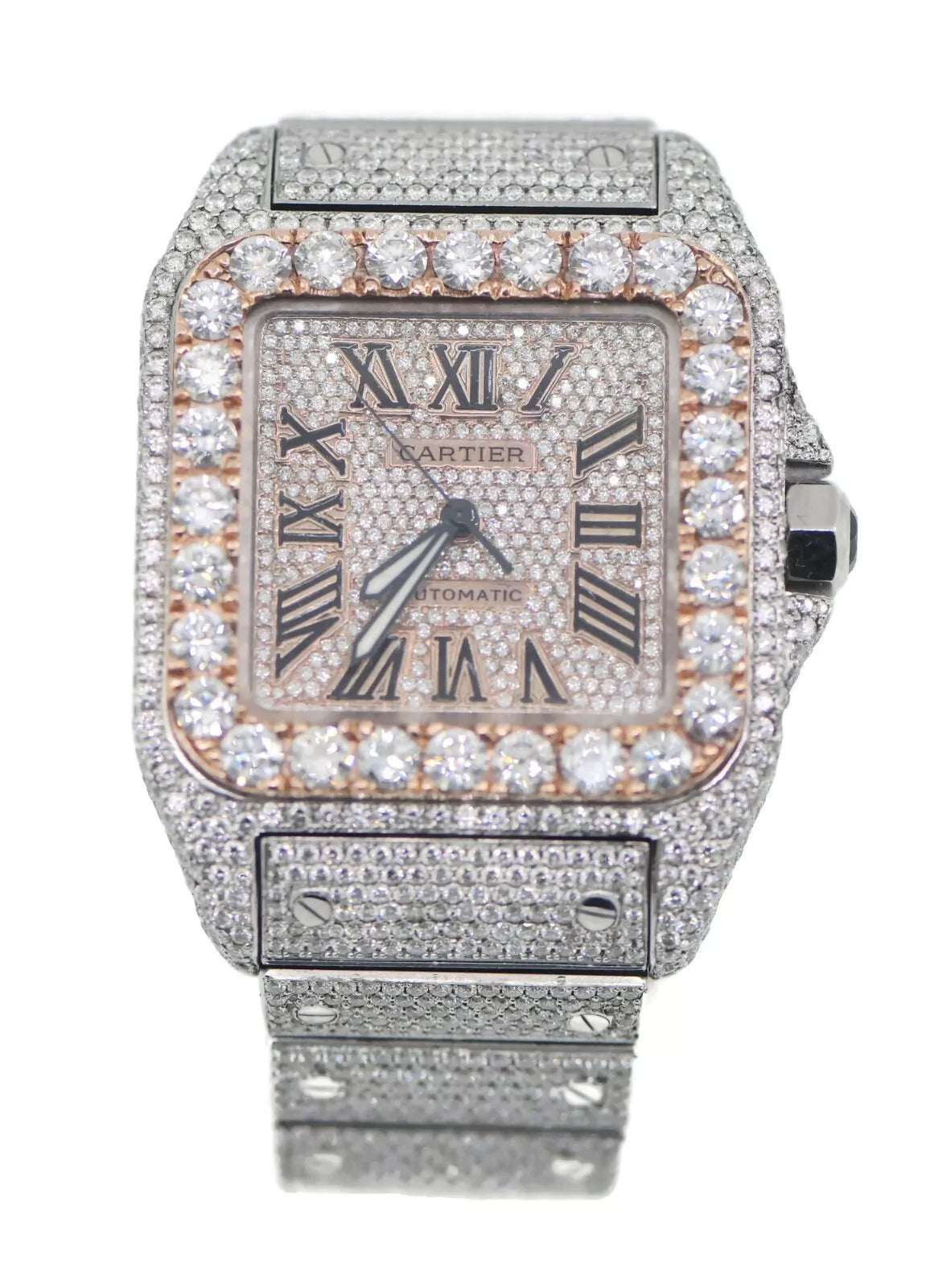 Cartier Santos Large Diamond Stainless Steel Watch W20073X8