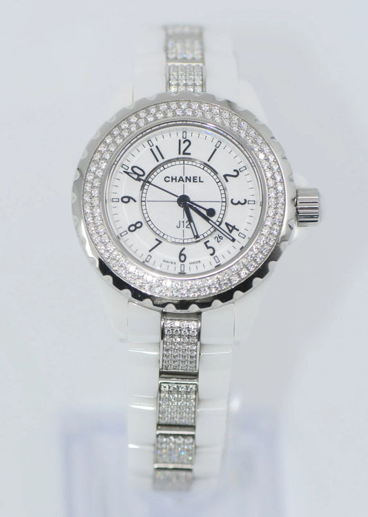 Chanel J12 Diamond White Ceramic Watch H1420