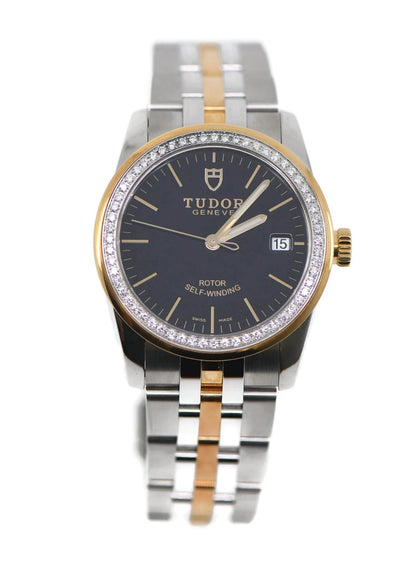 Tudor Glamour Date Diamond 18K/Stainless Steel Watch 55023