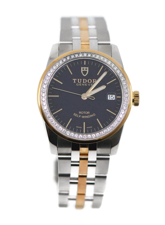 Tudor Glamour Date Diamond 18K/Stainless Steel Watch 55023