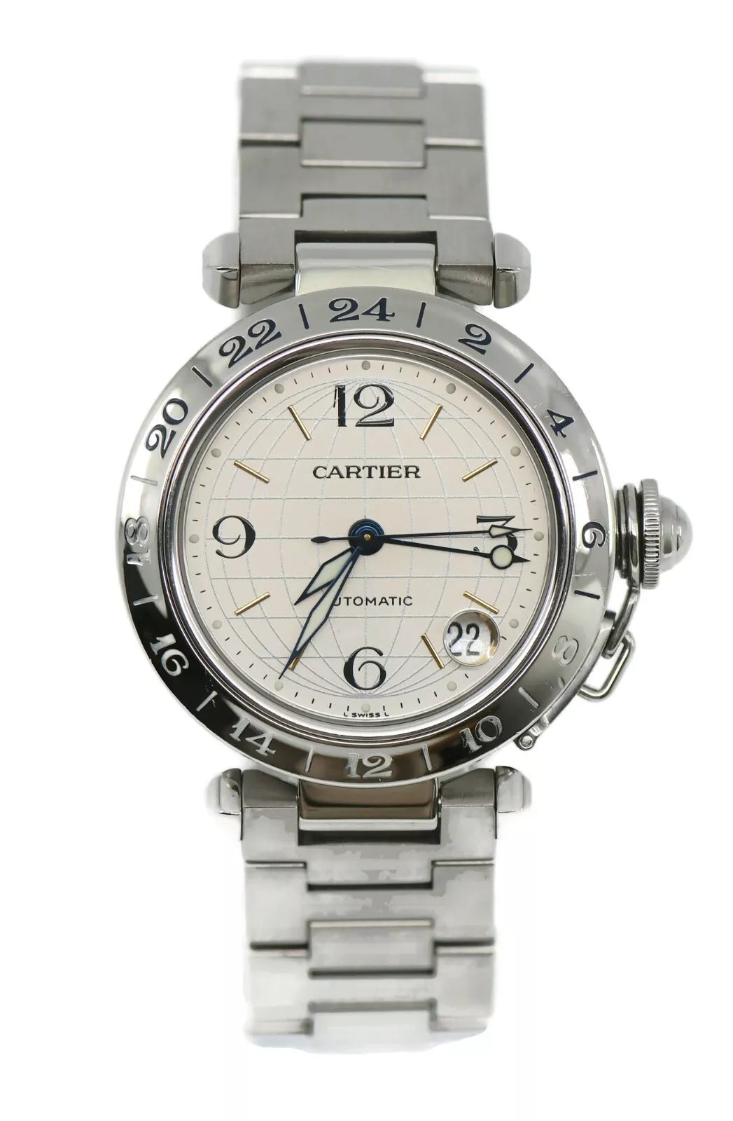 Cartier Pasha GMT Stainless Steel Watch 2377