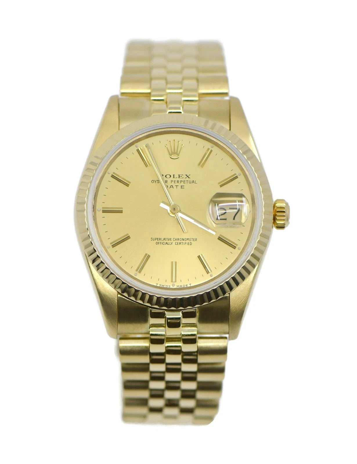 Rolex Oyster Perpetual Date 14K Yellow Gold Watch 15037