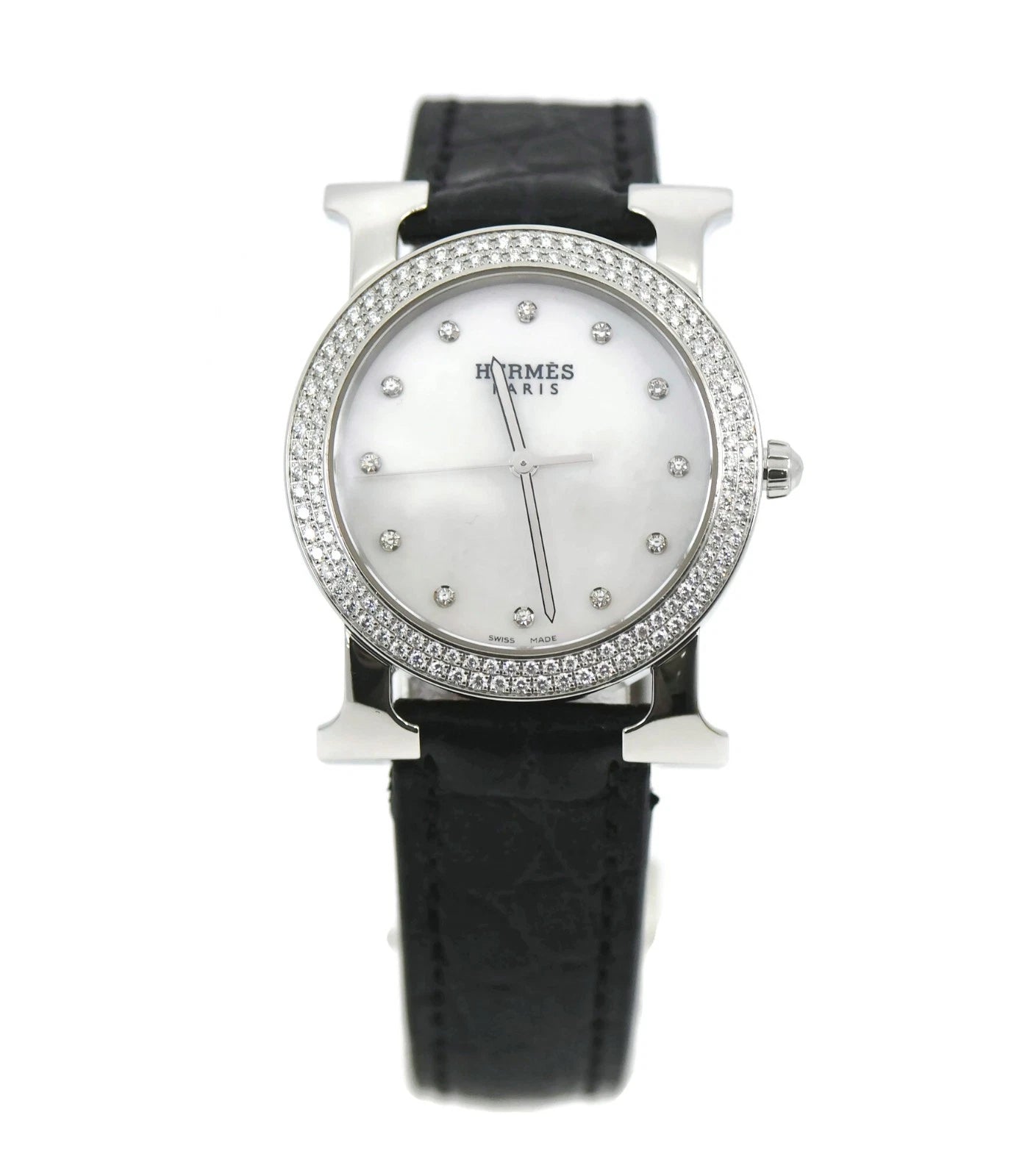 Hermes Heure Diamond Stainless Steel Watch HR1.530