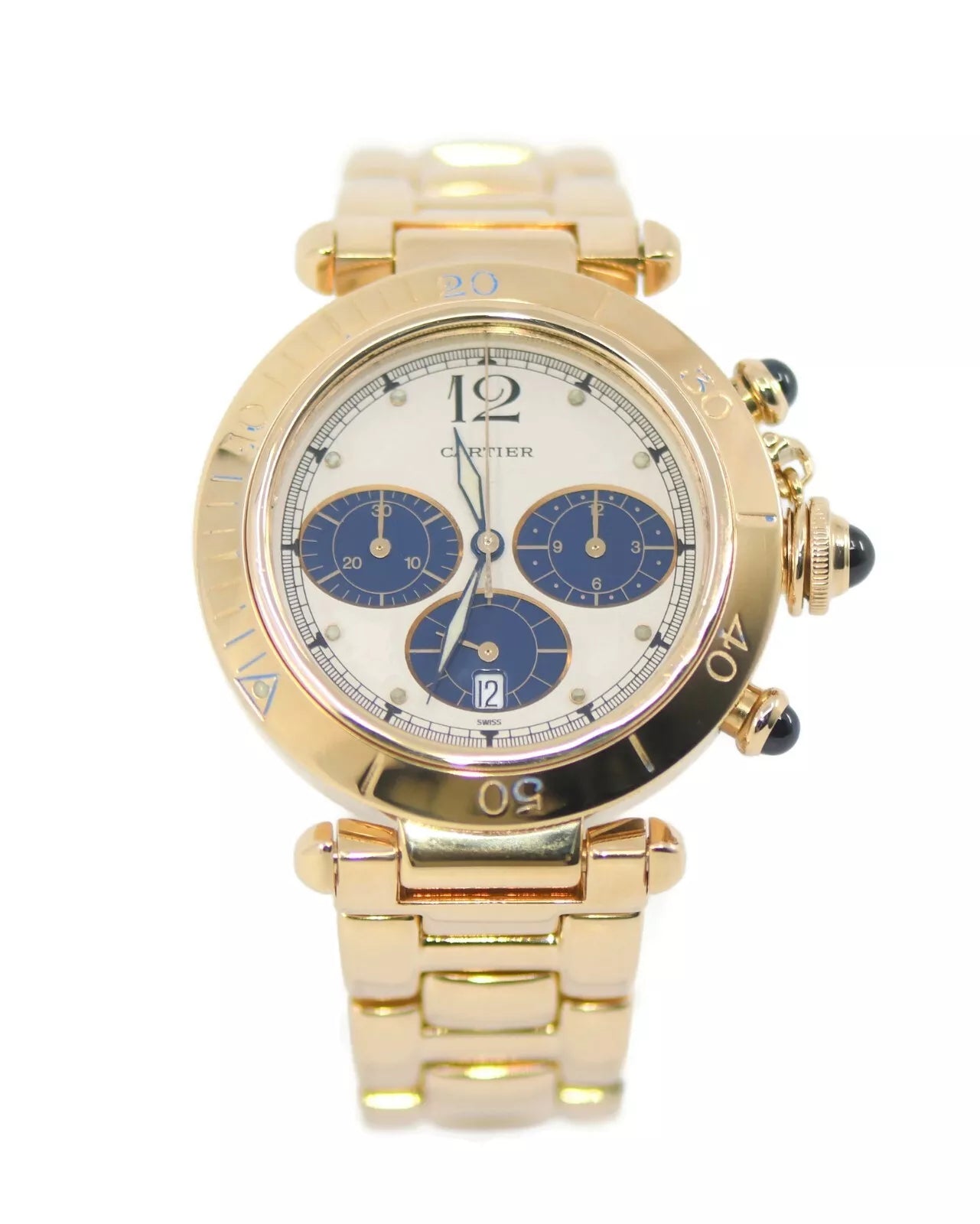 Cartier Pasha Chronograph 18K Yellow Gold Watch 30009