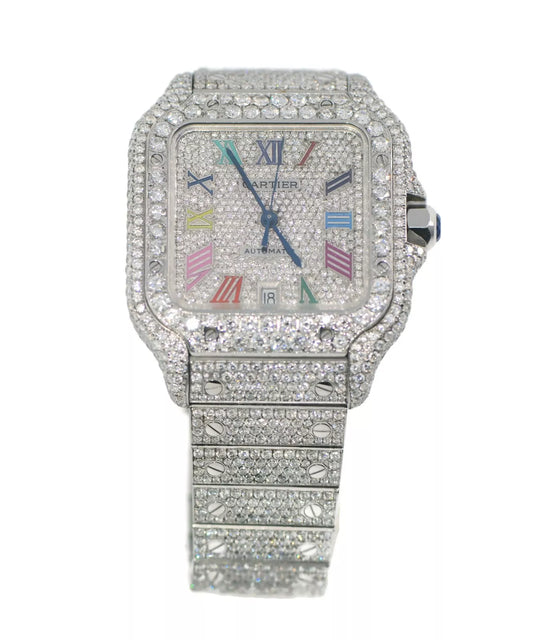 Cartier Santos Large Diamond Stainless Steel Watch WSSA0018