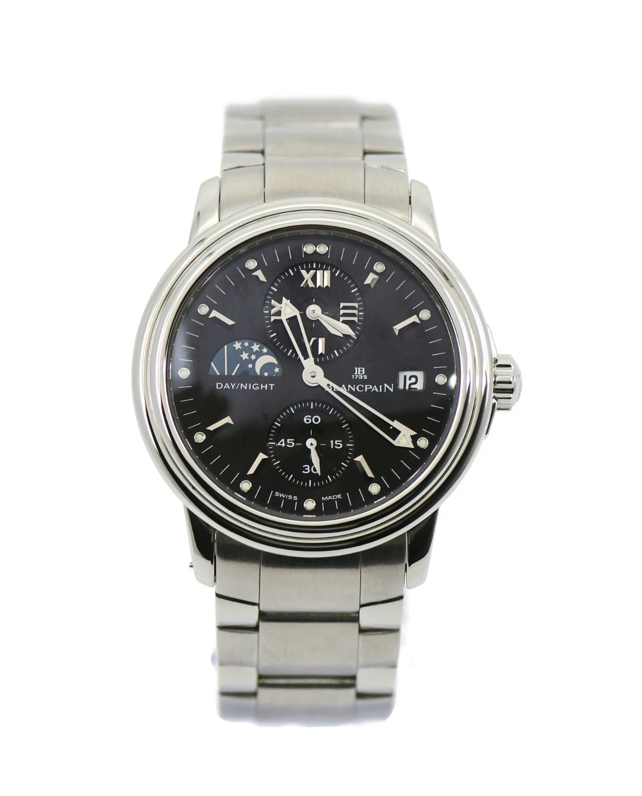Blancpain Leman Dual Time Day Night Stainless Steel Watch 2160