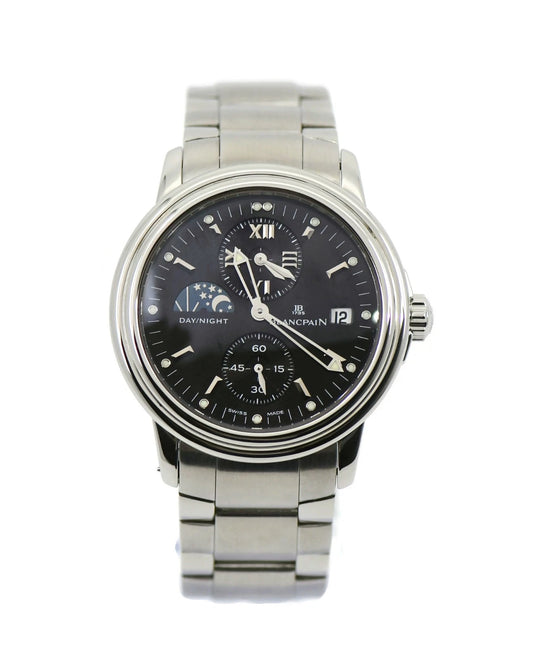 Blancpain Leman Dual Time Day Night Stainless Steel Watch 2160