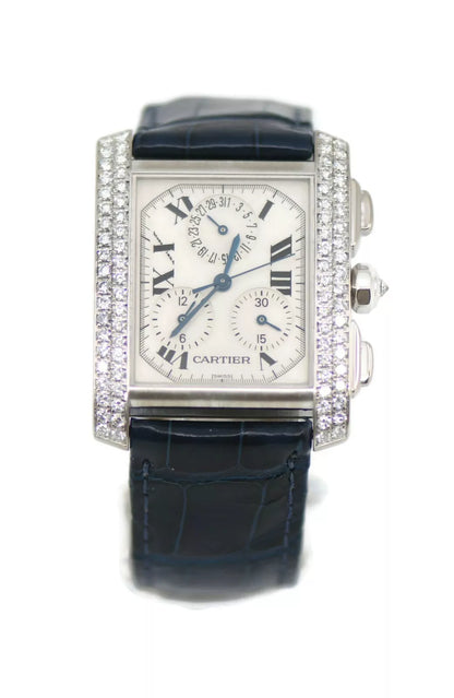 Cartier Tank Chronoflex Diamond 18K White Gold Watch 2367