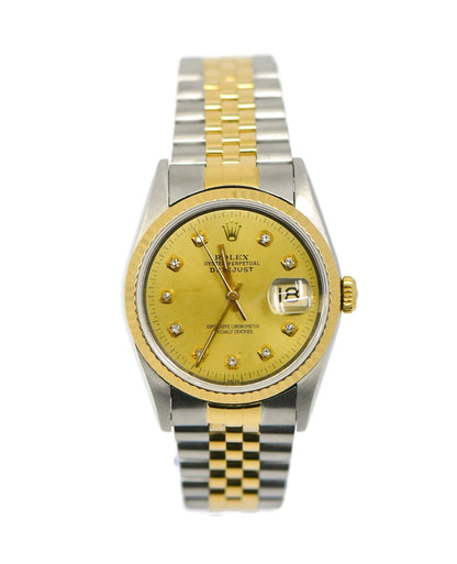 Rolex Datejust Diamond 18K/Stainless Steel Watch 16233