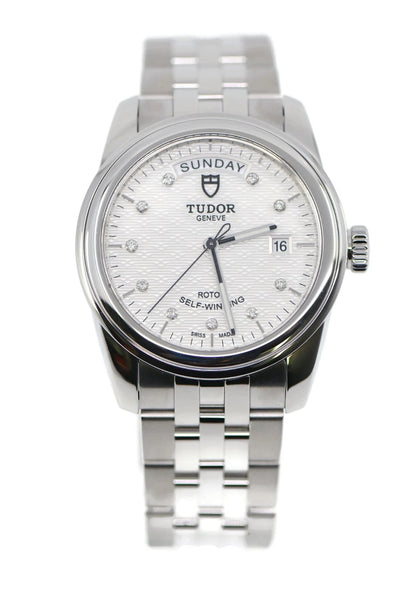 Tudor Glamour Diamond Day Date Stainless Steel Watch 56000