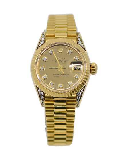 Rolex Datejust Mirror Dial Diamond 18K Yellow Gold Watch 69238