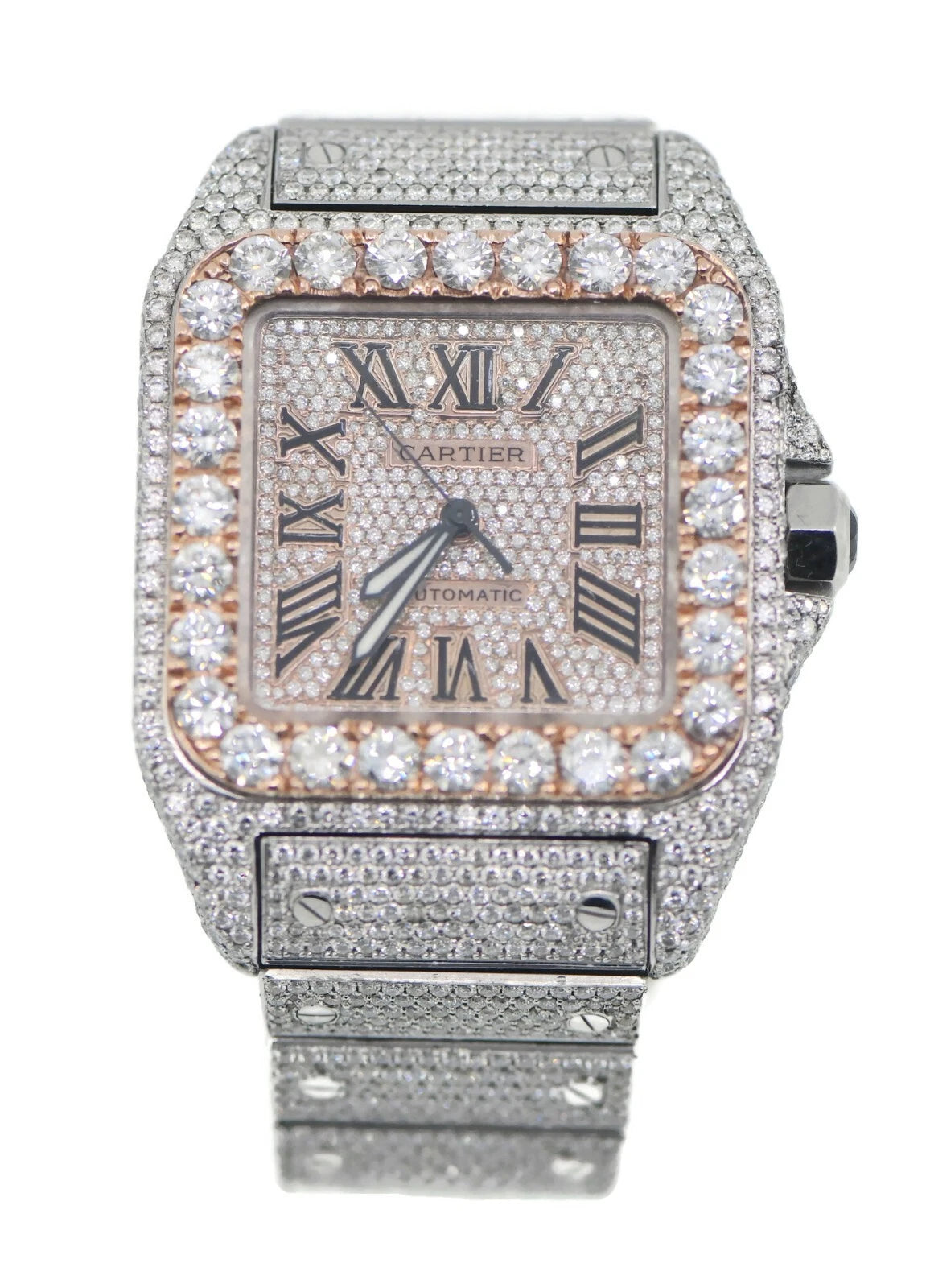 Cartier Santos Large Diamond Stainless Steel Watch W20073X8