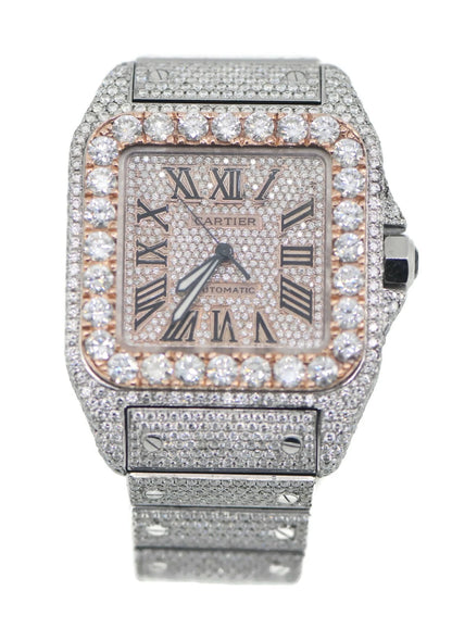 Cartier Santos Large Diamond Stainless Steel Watch W20073X8