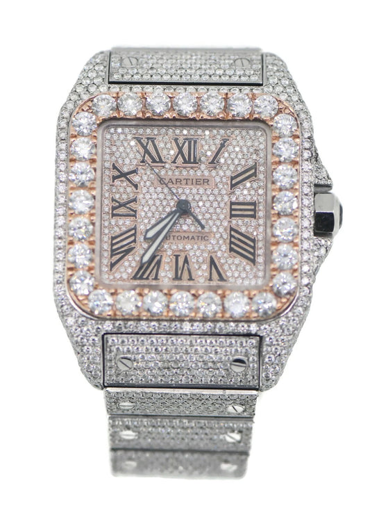 Cartier Santos Large Diamond Stainless Steel Watch W20073X8