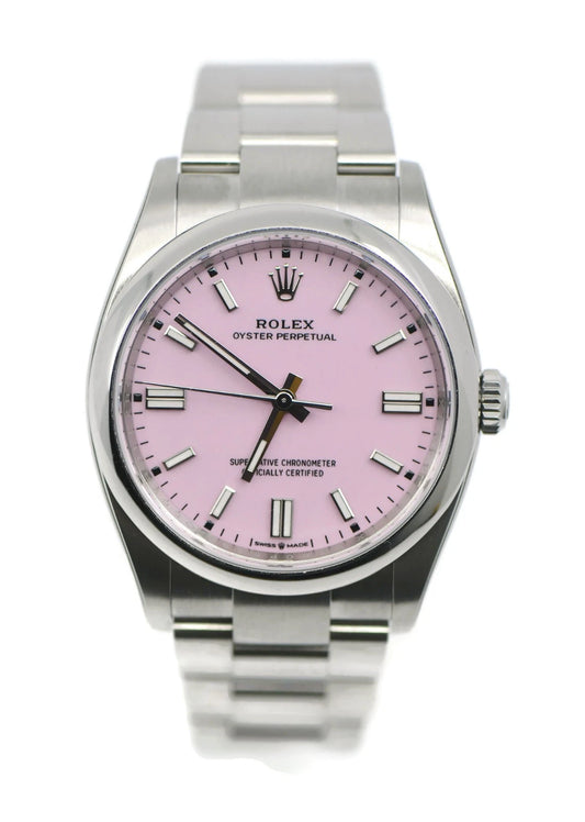 Rolex Oyster Perpetual Candy Pink Stainless Steel Watch 126000