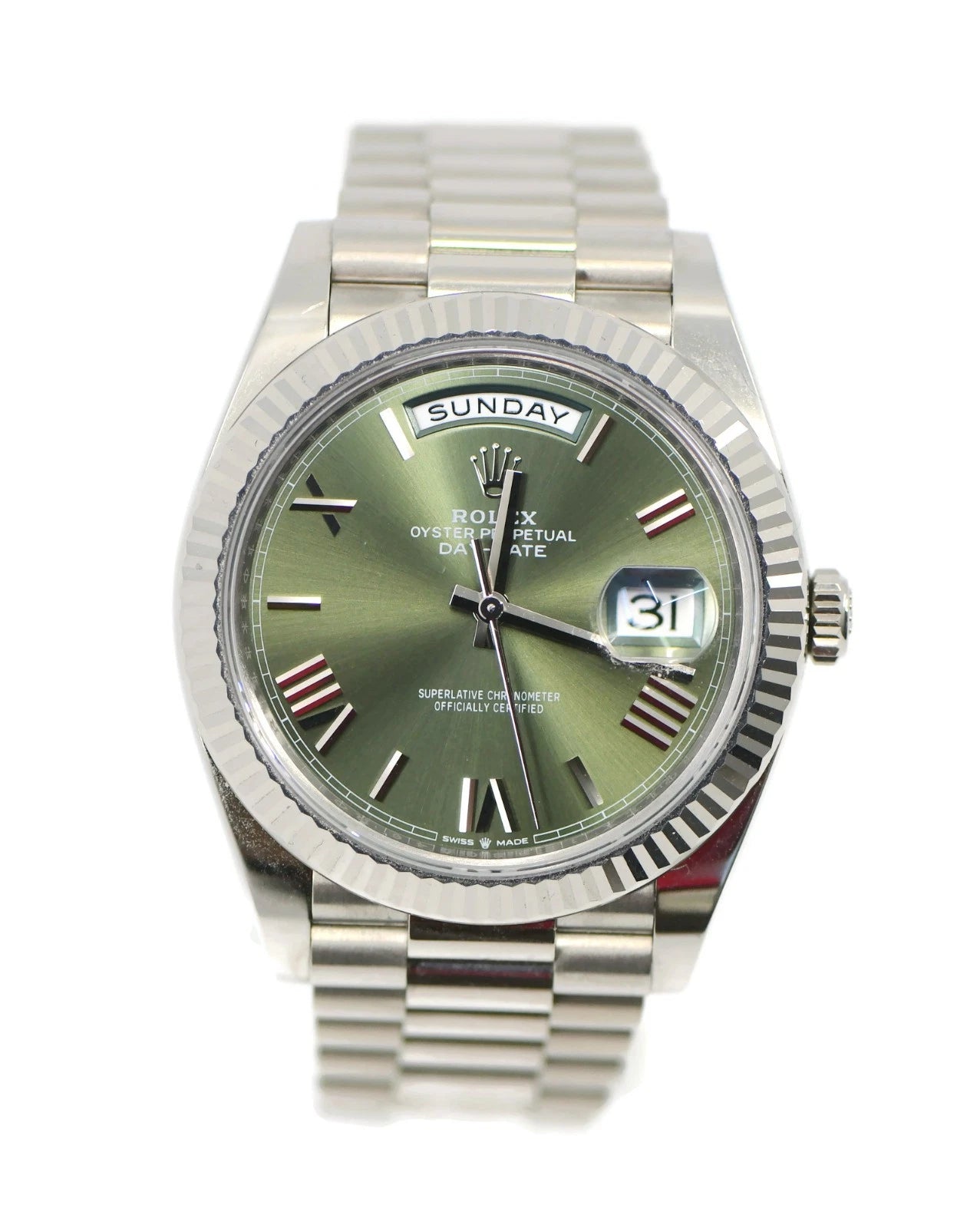 Rolex Day Date 40 Olive 18K White Gold Watch 228239