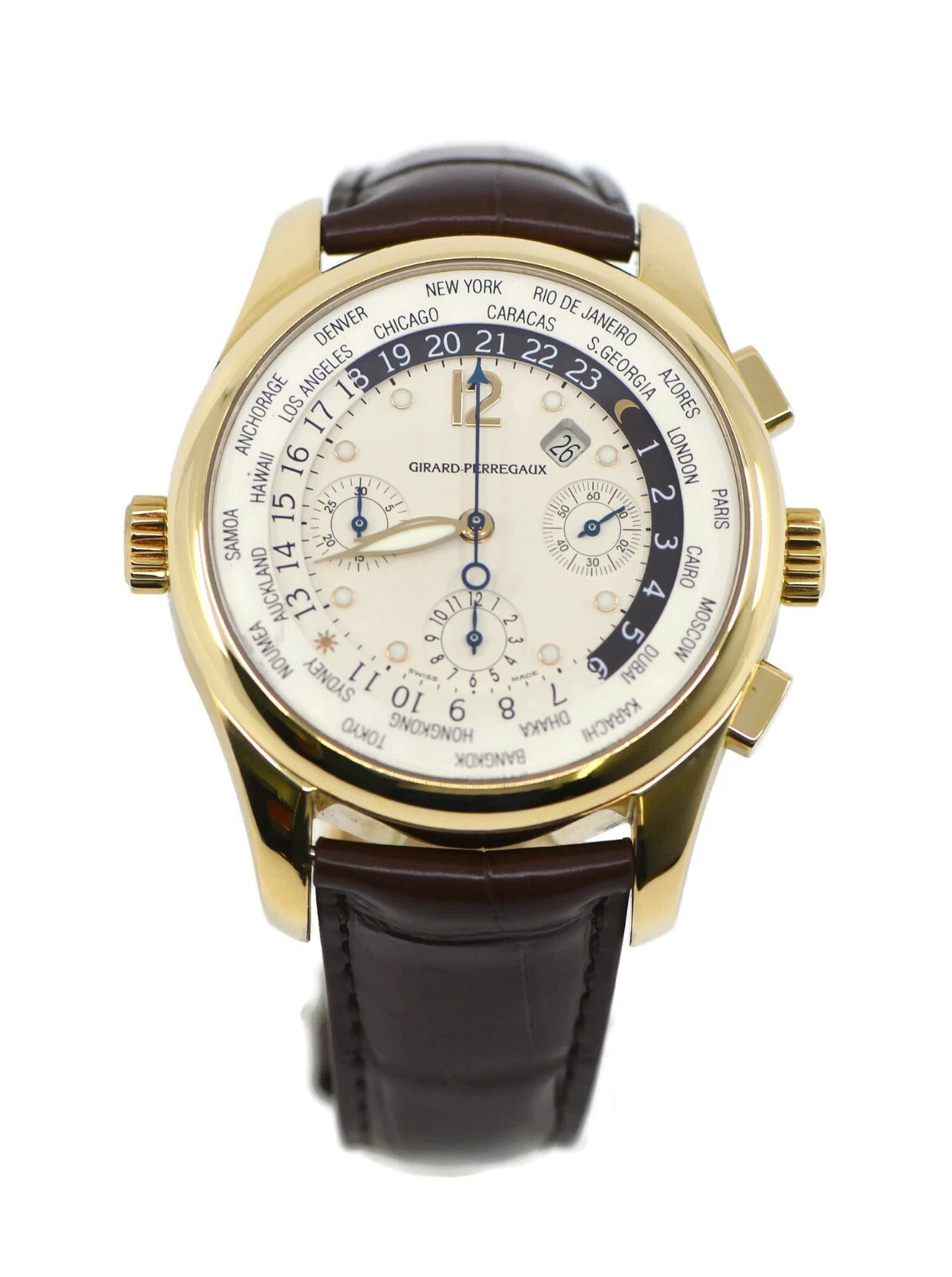 Girard Perregaux World Time WW.TC 18K Yellow Gold Watch 4980